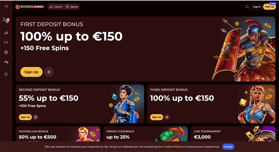 Roman Casino first deposit bonus