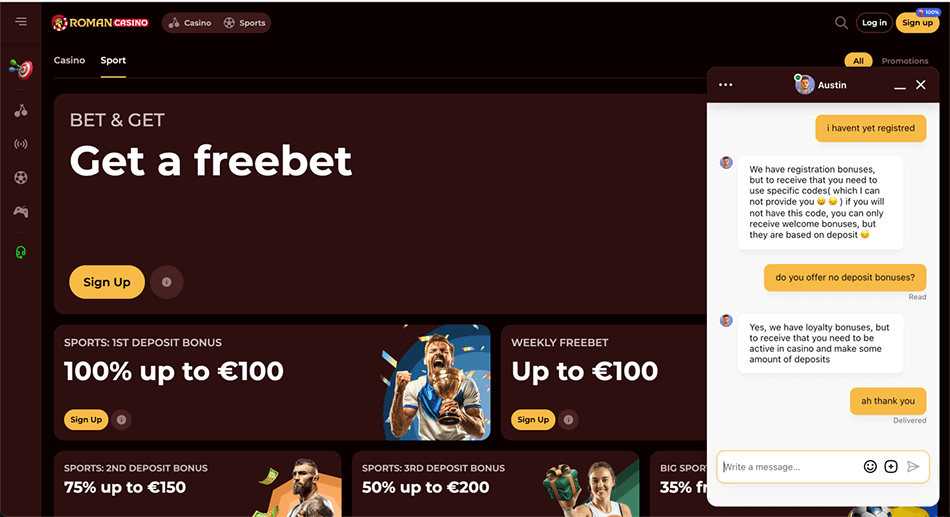 Roman Casino freebet